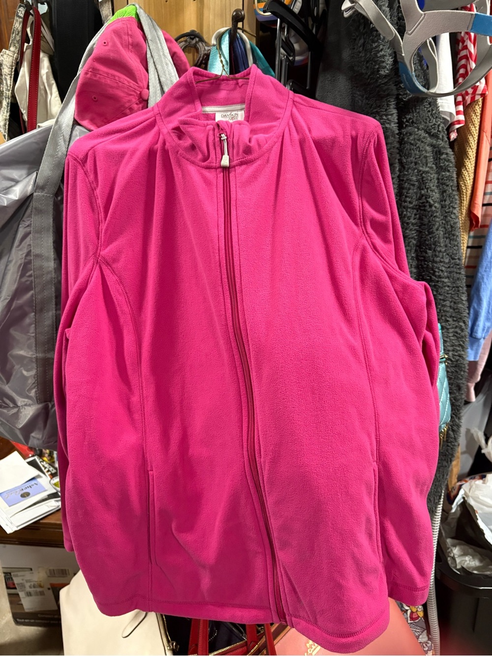 Danskin Hot Pink Full-Zip Teddy Fleece Jacket